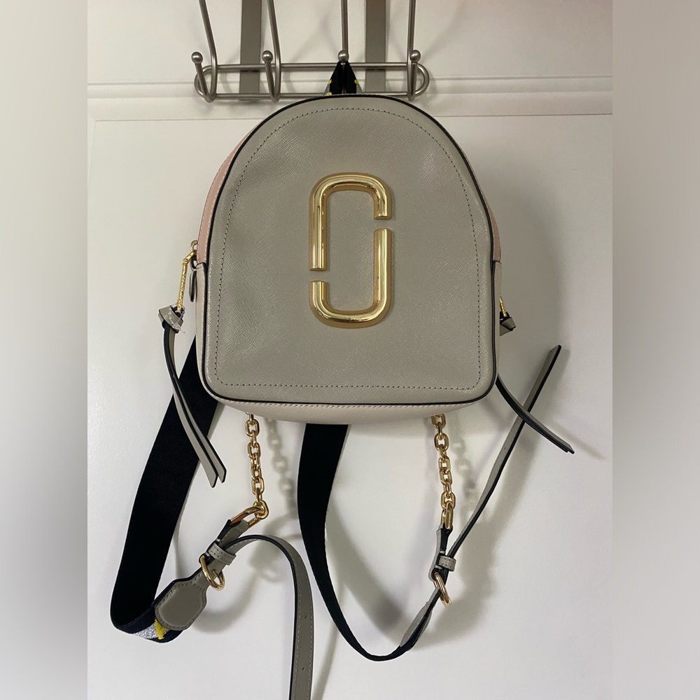 Marc Jacobs Gray Backpack with Gold Accents